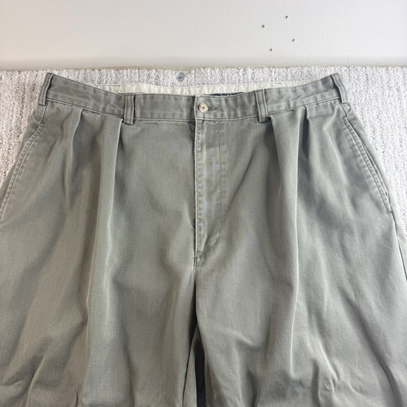 Vintage Polo Ralph Lauren Andrew Pant Men's Size 36x30 Chino Pleated Grey Green - Picture 2 of 11